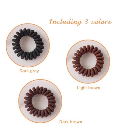 Spiral Hair Ties Set - 18 Pieces Ponytail Holder Coil Hair Ties for Women Girls - No Crease Phone Cord Hair Ties for all Hair Types - Light Coffee, Deep Coffee, Dark Gray - Gray Brown Coffee - Buy Online on GoSupps.com