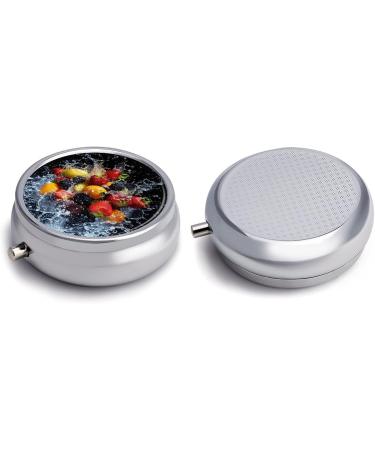 Portable Travel Pill Box with 3 Compartments - Splashing Fruit Design - Compact Pill Organizer for Handbag & Pocket - Buy Online on GoSupps.com