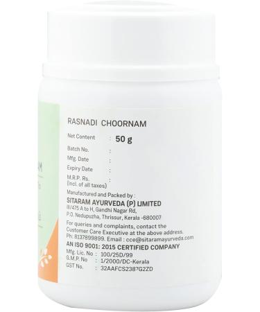  SITARAM Sitaram Ayurveda Rasnadi Choornam | Kerala Rasnadi Ayurvedic Powder for the Head 50g - Buy Online on GoSupps.com