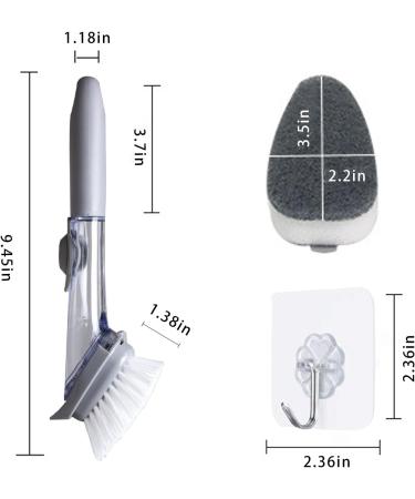 2 Pack Dish Sponge Scrubber Brush with Handle Soap Dispenser and 2 Dish Wand Refills Sponge Heads Silicone Dish Cleaning Brush Scrubber Set for Usage Kitchen Sink Pots Pans Dishes with 2 Hooks - Buy Online on GoSupps.com