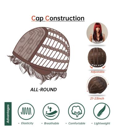Shop Red Black Ombre Wigs for Women - Long Straight Synthetic Heat-Resistant Cosplay Wig with Air Bangs - Perfect for Christmas and Daily Use - Buy Online on GoSupps.com