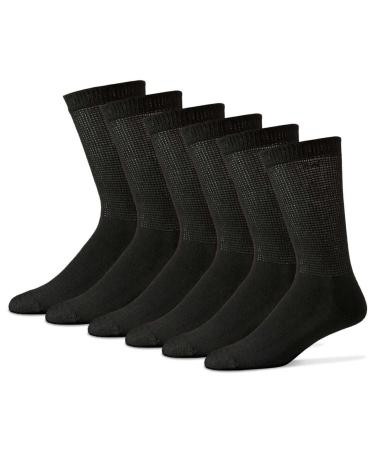 MDR Diabetic Socks Crew Length for Men and Women with Full Sole 12 Pairs Non-Binding Wide Top Comfort & Support Made in USA 6-8 Black