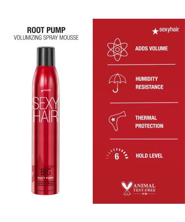 SexyHair Big Root Pump Volumizing Spray Mousse - 10 fl oz | Medium Hold & 72 Hour Humidity Resistance | Volume-Boosting Root Pump - Buy Online on GoSupps.com