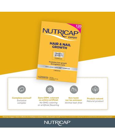 NUTRISANTE Nutricap Expert Hair & Nail Growth - Food Supplement for Fast Hair Growth - Exclusive Capiline Complex - Promotes Hair Growth & Development - Biotin Walnut Oil Vitamin B3-120 softgels - Buy Online on GoSupps.com