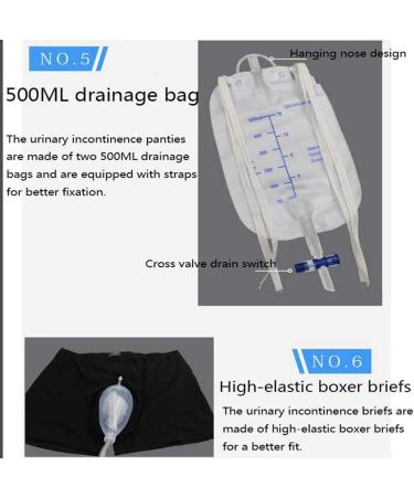Wearable Urine Bag Incontinence Pants for Men Urinary Leak Proof Leg Silica Gel Urinal Catheter Urine Bag Holder Collection Bag Black size-M - Buy Online on GoSupps.com