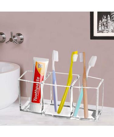 Tasybox Clear Acrylic Makeup Brush Holder Organizer - 3 Slot Cosmetic Brushes Storage Display Case - Buy Online on GoSupps.com