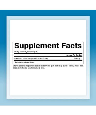 Natural Factors Micronized L-Glutamine 1000 mg | 180 Vegan Capsules for Digestive & Muscle Support - Buy Online on GoSupps.com