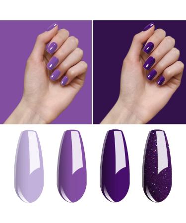 Vishine Purple Gel Nail Polish Kit- 4 Colours Gel Polish Set Grape Purple Glitter Nail Polish Soak Off UV LED Nail Lamp Gel Nail Kit 8ml Nail Art Manicure Salon DIY at Home 4 Colour-C017 - Buy Online on GoSupps.com
