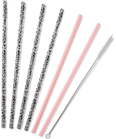 Swig Life Luxy Leopard + Blush Reusable Straw Set with Cleaning Brush - 10.25 Long Straws for 20oz, 22oz, and 32oz Tumblers - Buy Online on GoSupps.com