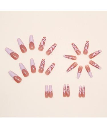 Justotry 24-Piece Pink Flame Coffin Nails - Press-On Ballerina Art Nails with Glue for Women - Buy Online on GoSupps.com