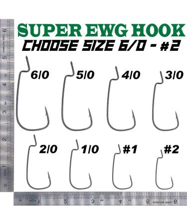 Texas Rig Bass Fishing EWG Hooks - 25 Pack 2/0 Offset Wide Gap Worm Hooks for Big Freshwater Bass Lures - Buy Online on GoSupps.com