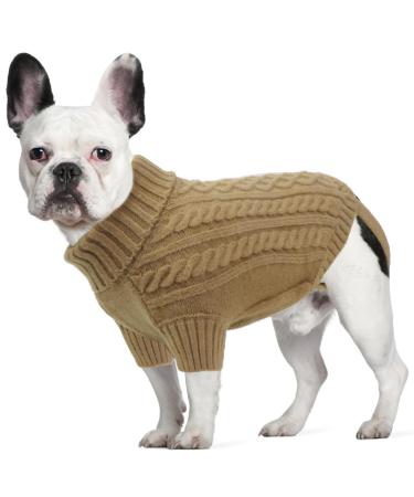 Dear dog sweater big dog sweater winter warm dog sweater Christmas sweater dog fleece French bulldog clothing dog sweater khaki camel XL XL - back 46cm breast 60cm khaki camel
