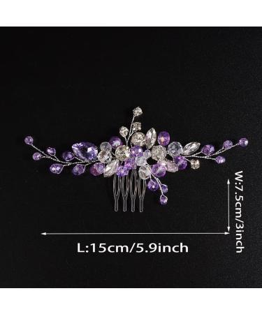 JWICOS Crystal Bride Wedding Hair Comb - Purple Rhinestone Bridal Hair Clip for Women and Girls | Glitter Wedding Hair Accessories - Buy Online on GoSupps.com