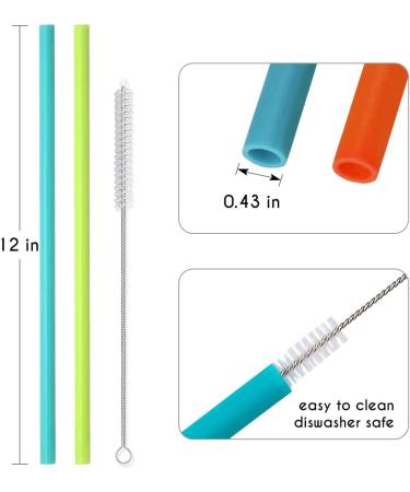 Hiware 12 Inch Extra Long Silicone Straws for Big Tumblers - Flexible Straws for 40 oz Hydro Flask, Half Gallon Water Bottles, 30 oz YETI, RICT, OZARK TRAIL - 7 Pieces - Buy Online on GoSupps.com