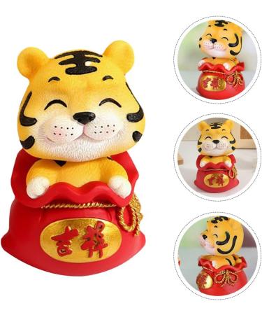 Hoement 1Pc year of the tiger bobble head ornament year of the figurine Shaking Head Bubble Toy 2022 Ornament wild cute desk decorations Home Animal Decoration puppet to rotate Lucky resin Red 1 6X6X9.5CM - Buy Online on GoSupps.com