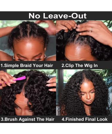 UNICE V Part Curly Human Hair Wig - 180% Density, 18 inch, Natural Black - Beginner Friendly, No Lace, No Glue - Clips for Easy Application - Buy Online on GoSupps.com