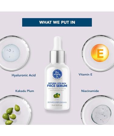 The Moms Co Natural Vita Rich Face Serum For Women & Men with Vitamins C B3 B5 & E and Hyaluronic Acid- 8 ml - Buy Online on GoSupps.com