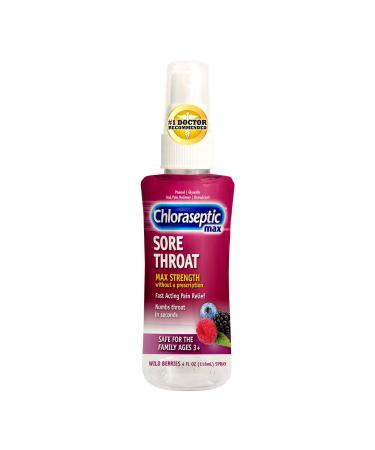 Chloraseptic Max Strength Sore Throat Spray, Wild Berries Flavor, 4.0 fl oz
