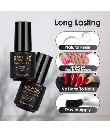 ROASLIND Gel Nail Polish Set 6 Colours 7ml Black Grey Glitter Pink Gel Polish Kit UV LED Soak Off Vanish DIY Manicure Nail Art Gift set4 - Buy Online on GoSupps.com