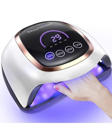 NAXBEY LED UV Nail Lamp 168W UV Lamps for Gel Nails Gel Nail Lamp with 7.5 Inch Large LCD Touch Screen/4 Timer Setting/Auto Sensor Professional Nail Dryer DIY Tools for Beginners Home Salon Use White