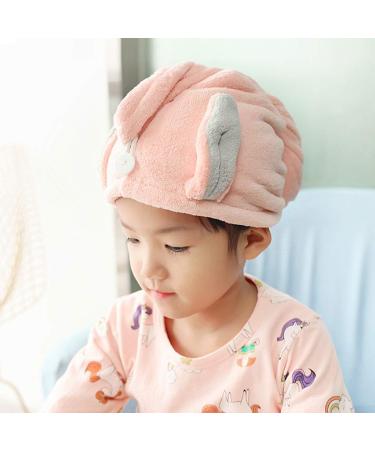 FakeFace Funny Rabbit Ear Hair Dryer Towel for Kids - Soft Microfiber Headscarf & Turban in Pink - Quick Drying Hair Wrap - Buy Online on GoSupps.com