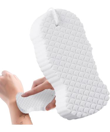 Soft Shower Sponge 3D Bath Sponge Shower Brush with Up Rope | Absorbent Bath Sponge Spa Scrub Exfoliator for Dead Skin Removal Body Wash Sponge for Adults Children White - Buy Online on GoSupps.com