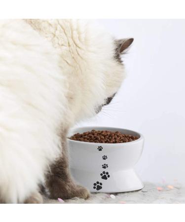 Y YHY Raised Tilted Cat Food and Water Bowl Set - No Spill, Elevated Ceramic Feeder for Flat-Faced Cats and Small Dogs (White, Set of 2) - Buy Online on GoSupps.com