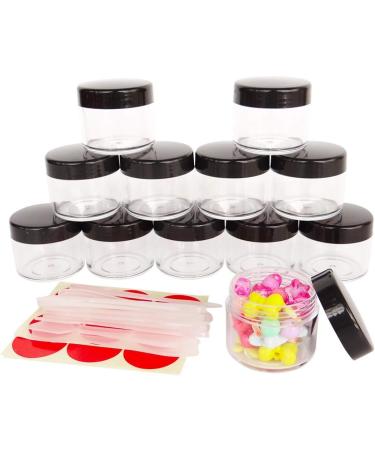 Great Foru 16-Piece Set - 20g/20ml Empty Transparent Plastic Cream Doses for Cosmetics Lip Balm Jars Nail Art with Black Screw Lid Mini Spatula & Labels - Perfect for International Shipping - Buy Online on GoSupps.com