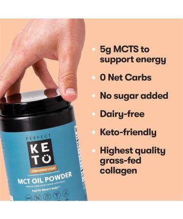 Perfect Keto MCT Oil C8 Powder - Coconut Medium Chain Triglycerides for Clean Energy - Non-Dairy Ketogenic Coffee Creamer - Boost Ketones - Vanilla Flavor - Buy Online on GoSupps.com
