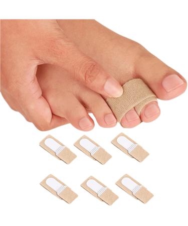 Reusable Fabric Wrapped Foot Pads for Broken Toe Hammertoe Orthotics Pack of 6 (Beige)
