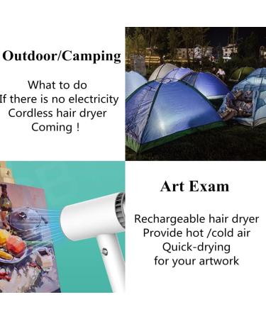 Cordless Hair Dryer Hot/Cold Air Wireless Hair Dryer Rechargeable Portable Hair Dryer for Camping for Women - Buy Online on GoSupps.com