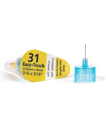 Easy Touch Insulin Pen Needles 31G 5/16-Inch (8mm) - Box of 100 | Diabetes Supplies - Buy Online on GoSupps.com