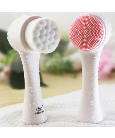 2 In 1 Silicone Face Brush for Women | Portable Double-Sided Manual Brush for Deep Clean | Perfect Gift for Friends (Pink - Buy Online on GoSupps.com