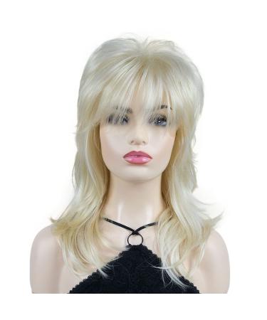 Shaggy Layered Wig with Bangs | Shoulder Length Natural Straight Shags | Soft Synthetic Hair | 613 Blonde - Buy Online on GoSupps.com