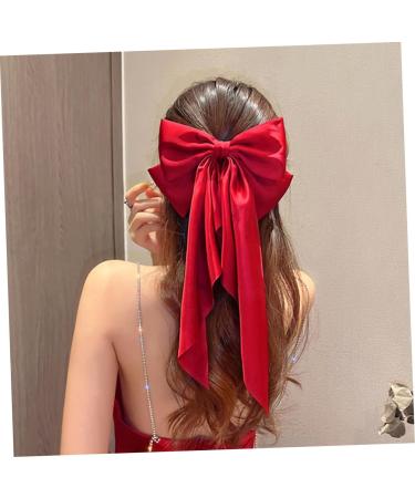 Housoutil Satin Ribbon Hairpin Hair Ribbons Hair Barrettes Hair Pin Bows for Hair Halloween Hair Bows Teen Girls Barrettes for Hair Bows for Women Spring Clip Metal Miss Red - Buy Online on GoSupps.com
