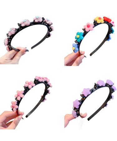 Flower Clip Headband Girls Headband with Clips Headband with Flower Clips Flower Headband with Clips Clip Headbands for Girls Headband Clips for Hair Hair Band with Flower Clips for Girls(C)