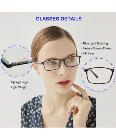 Blue Light Blocking Reading Glasses - 2 Pack Rectangle Readers for Men & Women | 0.5 Magnification Black & Brown - Buy Online on GoSupps.com