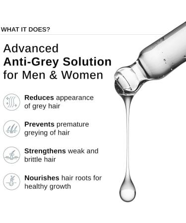 Advanced Anti-Grey Serum Reduce Hair Greying Silverfree Peptide + Biotin + Rosemary Fast Absorbing Odorless Non-Sticky | Clinically Proven Formula for Men & Women- 50ml - Buy Online on GoSupps.com