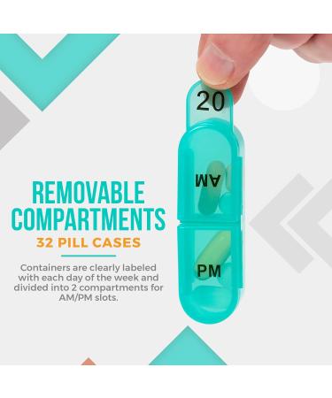Monthly Pill Organizer - 30 Day AM PM Pill Box with Removable Daily Organizers | Perfect for Morning & Night Medication Management - Buy Online on GoSupps.com
