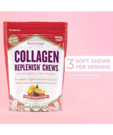 ReserveAge Nutrition Collagen Replenish â€“ Mixed Fruit Flavor Soft Chews (60 Count) for Healthy Skin & Joints - Buy Online on GoSupps.com