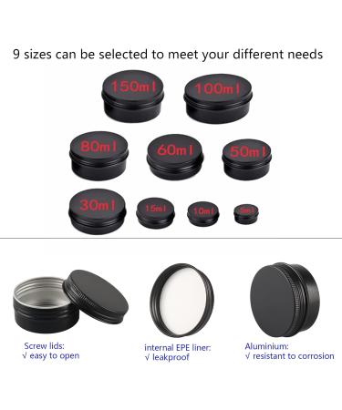 Lusdoly 20pcs 15ml Black Aluminum Cream Cans - Empty Screw Top Boxes with Spatula for Cosmetics - Buy Online on GoSupps.com