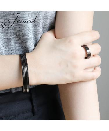 Jeracol Copper Magnetic Bracelet for Women Men - Adjustable Striped Style Bangle with 6 Magnets (3500 Gauss Each) - Includes Jewelry Gift Box - Black - Buy Online on GoSupps.com
