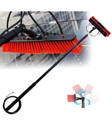 Water Fed Pole Kit Adjustable Window Cleaning Pole 180 Rotatable Brush Head Telescopic Cleaning Brush Outdoor Panel Spray Washer Washing Equipment 20FT/6M