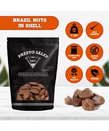 Large Raw Brazil Nuts in Shell | Brazil Origin | Keto Vegan Non-GMO | Supports Thyroid | 5 lbs Resealable Bags by Presto Sales - Buy Online on GoSupps.com