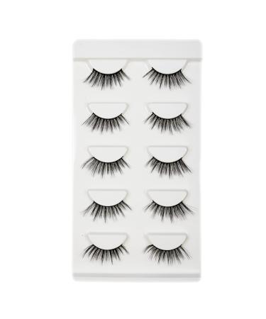 Vivis Half False Lashes 3D Faux Mink Corner Eyelashes Natural Fake Eye Fluffy Cross Reusable Makeup Extension 5 Pairs - 301