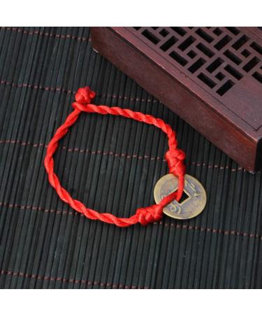 Xuebai Chinese Feng Shui Wealth Lucky Copper Coins Pendant Red String Bracelet - Attract Prosperity & Good Luck - Buy Online on GoSupps.com