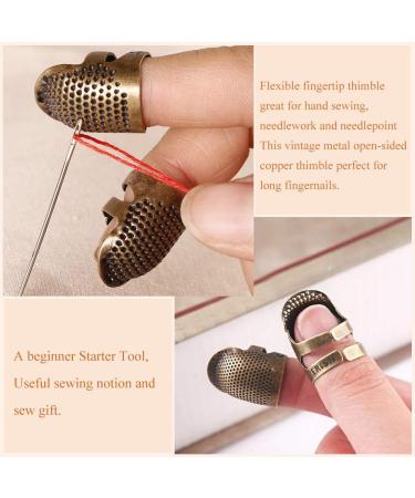 Finger Protector Thimble Set - 8pcs Thimbles + 30pcs Needles for Sewing, Adjustable Metal & Leather Thimbles for Hand Embroidery & Needlework - Buy Online on GoSupps.com
