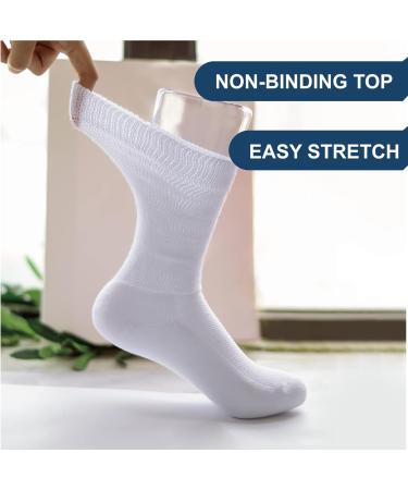 Panfurco Diabetic Socks for Men & Women - 3-Pack, Soft Cotton Anti-Sweat, No Binding, White 10-13 - Buy Online on GoSupps.com