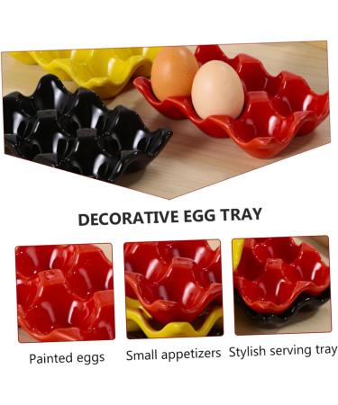 Angoily 1pc Egg Tray Egg Keeper Storage Reusable Egg Cartons Cup Holder Tray Decorations Ceramics - Buy Online on GoSupps.com