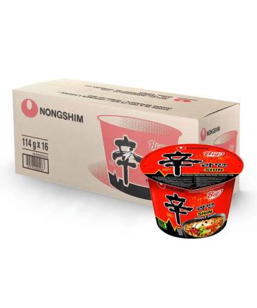 Nongshim Big Bowl SHIN Ramyun Korean Spicy Ramen Instant Noodle Soup 114g (16 Bowls) HALAL VEGAN